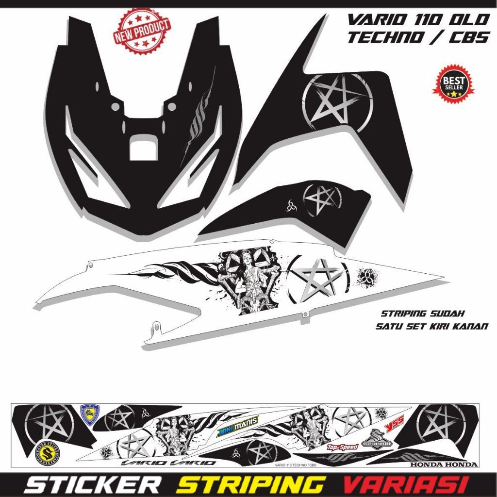 STICKER MOTOR VARIO TECHNO OLD 110 /STIKER STRIPING VARIO 110cc LAMA CARBU KEREN