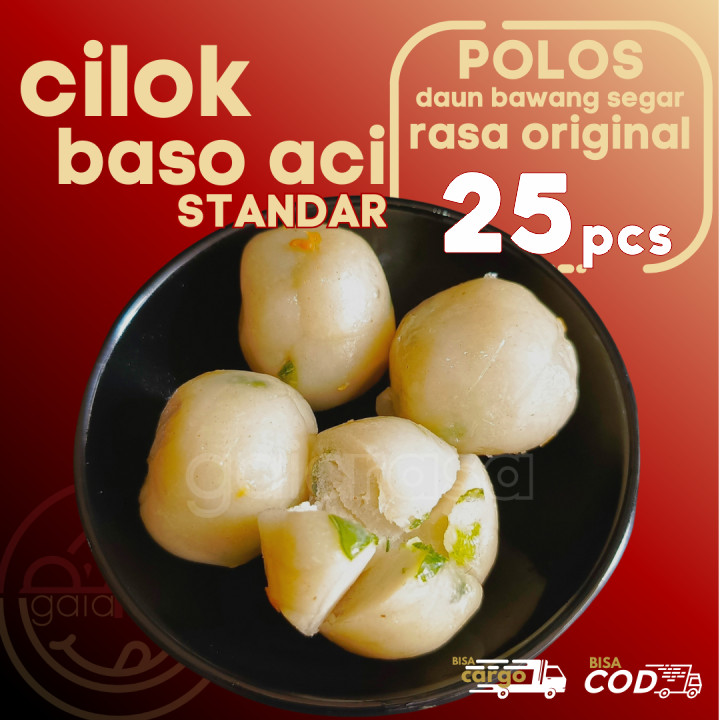 

Baso Aci CILOK STANDAR 25pcs PENTOL POLOS dengan campuran DAUN BAWANG segar by Gaiarasa