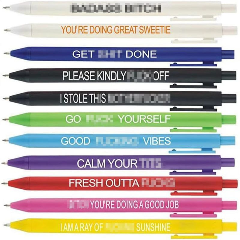 

11Pcs Funny Pens Set Funny Word Ballpoint Pens Press Unisex Pens Student Supplies Gift Interesting Text Press Neutral Pen