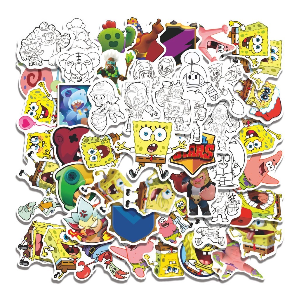 

COD 50 Pcs Stiker BS SPONGEBOB V4 Lucu Anti Air Untuk Dekorasi Notebook Sepeda Skateboard Handphone DIY