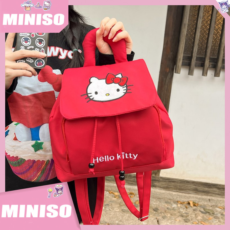 

Sanrio new school creative sticker cute cartoon Hello Kitty playful soft girl red large capacity fashionable backpack snack bag