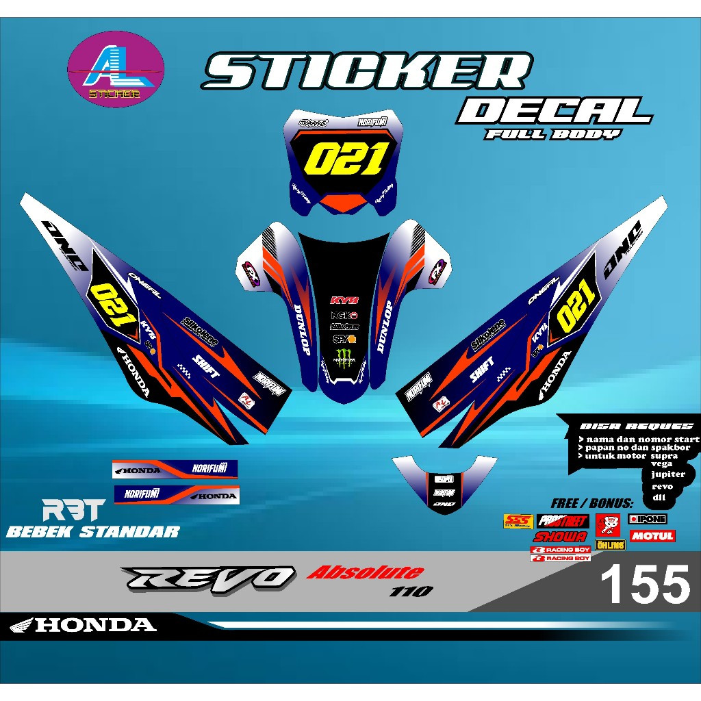 Striping Decal Rbt Decal Revo Absolute 110 Motor Rbt Bebek Modif Supermoto Yz Crf Klx Kx Ktm Rbt New