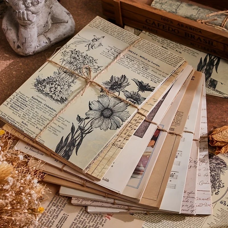 

30 Sheets Retro Base Material Paper DIY Scrapbooking Materials Handmade Decorative Junk Journal Supplies
