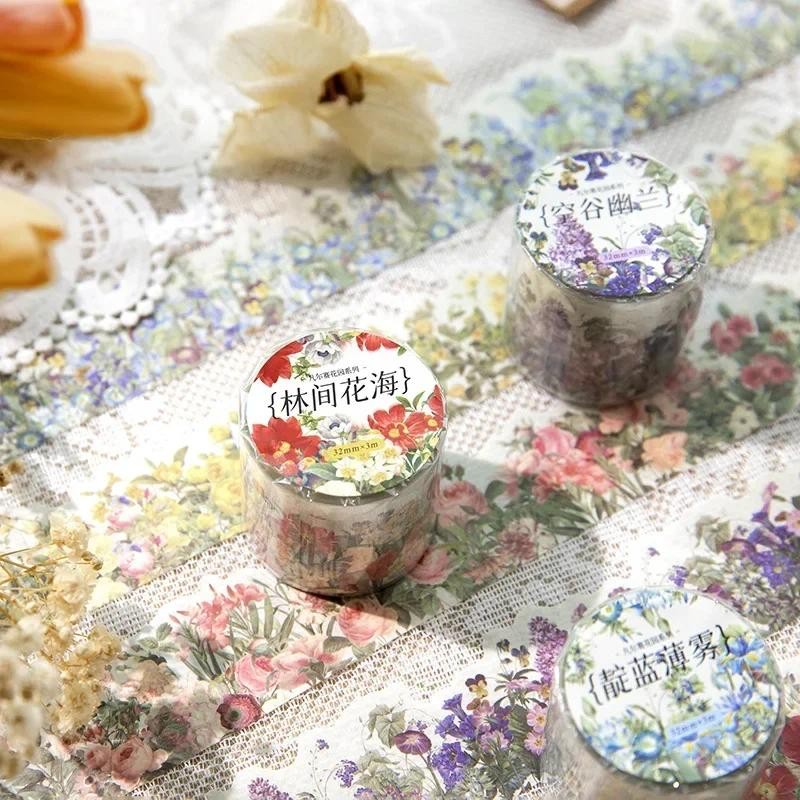 

1 Roll Special Shaped Die Cutting Washi Paper Tape Versailles Garden Series Fresh Flowers Hand Book Frame Decorative Stickers