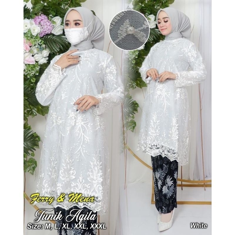 Saudah -  Kebaya Tunik Tile Jumbo Ld 120 Modern Baju Kondangan Wanita Kekinian