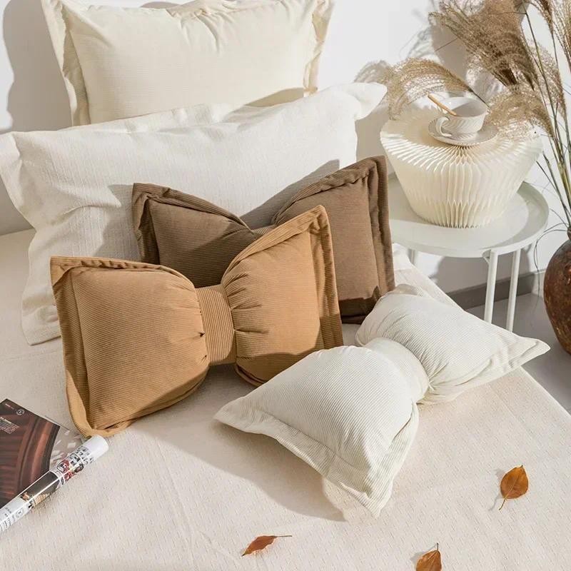 

Ins Cute Bow Cushion Solid Color Princess Seat Chair Cushion Sofa Decorative Throw Pillows Pompom Cushions