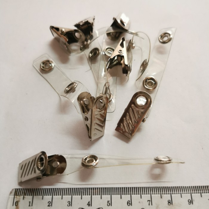 

PROMO -[Bongkar Gudang] jepit garis id card / jepitan name tag nikel / 100pcs