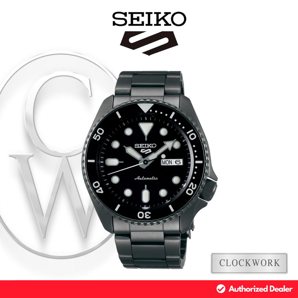 Jam Tangan Pria Seiko 5 SRPD65K1 Rantai Sporty Automatic Divers Full Black / Hitam
