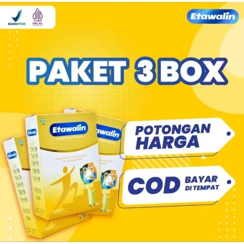 

[READY STOCK] PAKET 3 BOX ETAWALIN – Susu Kambing Etawa Tingkatkan Kepadatan & Kesehatan Tulang Sendi Susu Anti Asam Urat Rematik Reumatik Nyeri Sendi.