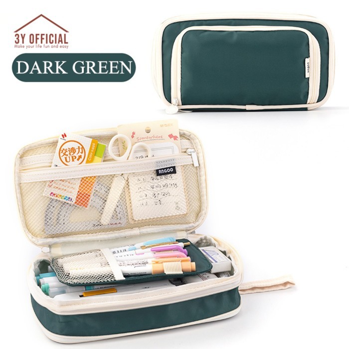 

Thos 3Y Angoo macaron window kotak pensil tempat makeup korean style - Dark Green