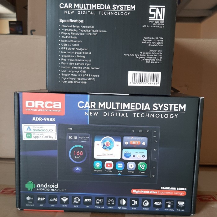 Head Unit ANDROID ORCA ADR 9988 NEW ANDROID 7 inch ORCA UNIVERSAL - Soket Universal
