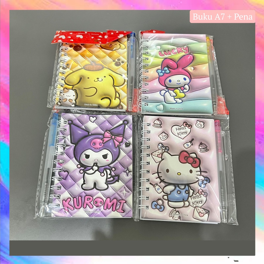 

NoteBook Ring Motif A7 Note Book Ring Isi 36 Lembar plus pena