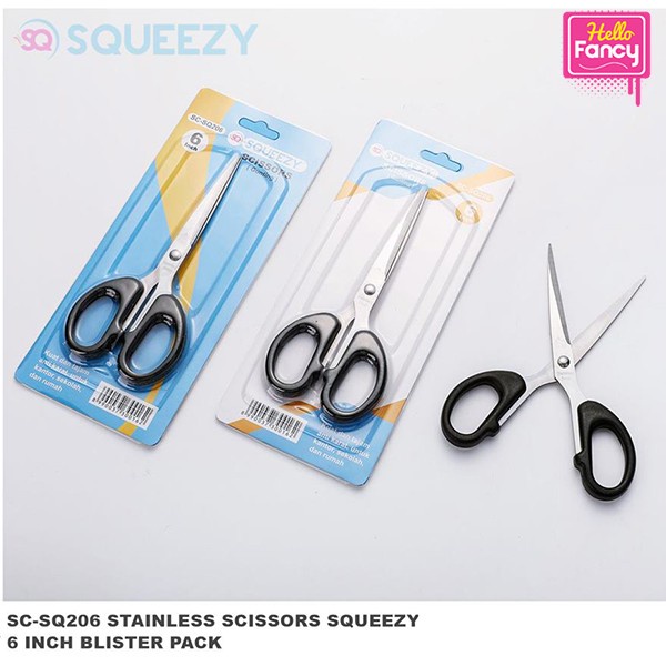 

Gunting Kertas Sedang Stainless Steel Squeezy Scissor 6.0" 8.0" - 6 Inchi