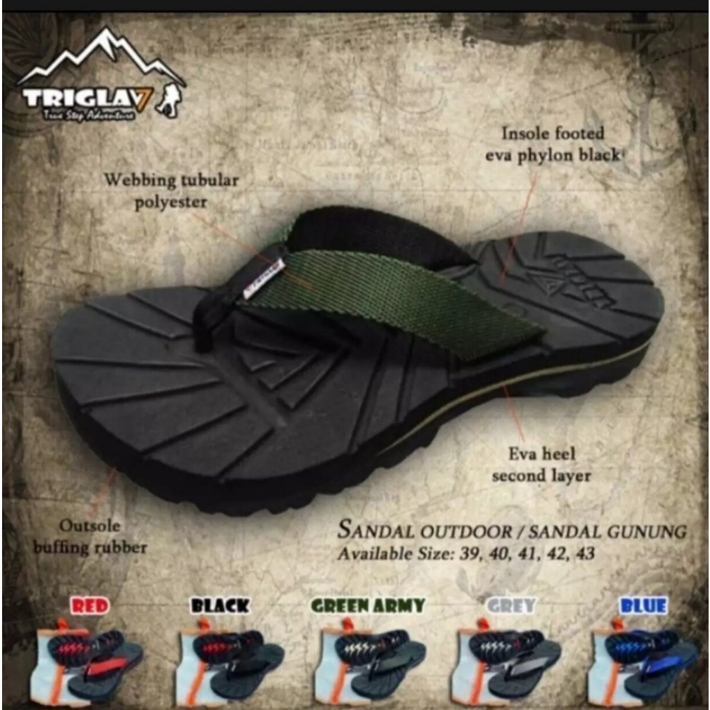(COD) Sandal gunung pria triglav adventure,sandal jepit pria,sandal gunung outdoor dewasa,sandal eig