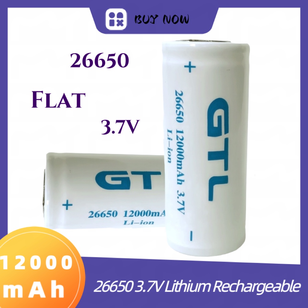 GTL 26650 3.7v 12000mah 26650  Lithium Untuk baterai Senter