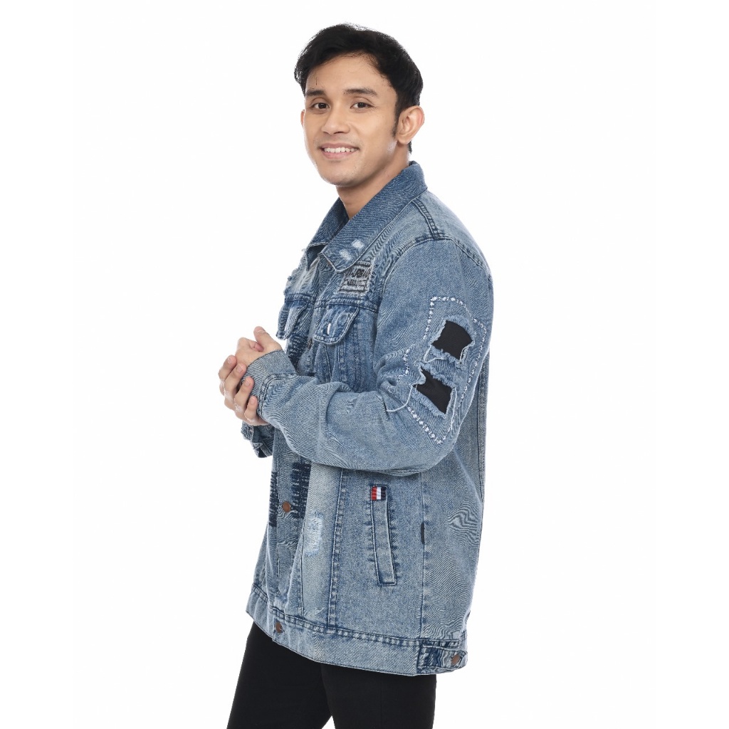 Dhozen Jaket Jeans Pria Denim Biowash A459