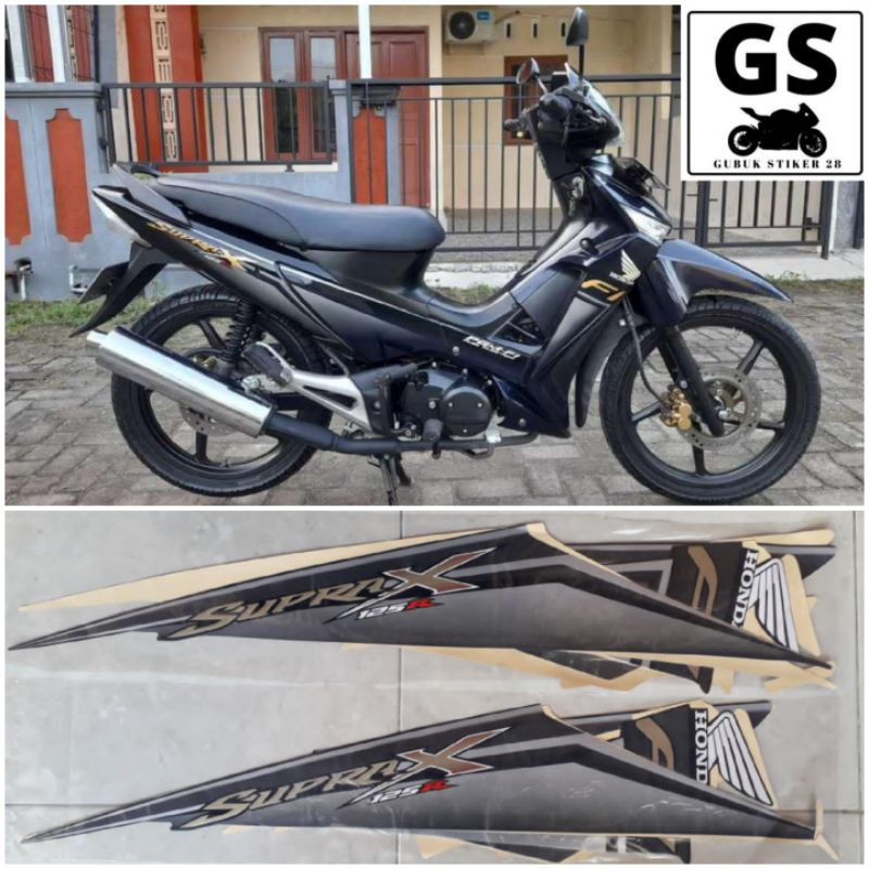 STRIPING STIKER LIS BODY MOTOR HONDA SUPRA X 125 FI TAHUN 2009 HITAM