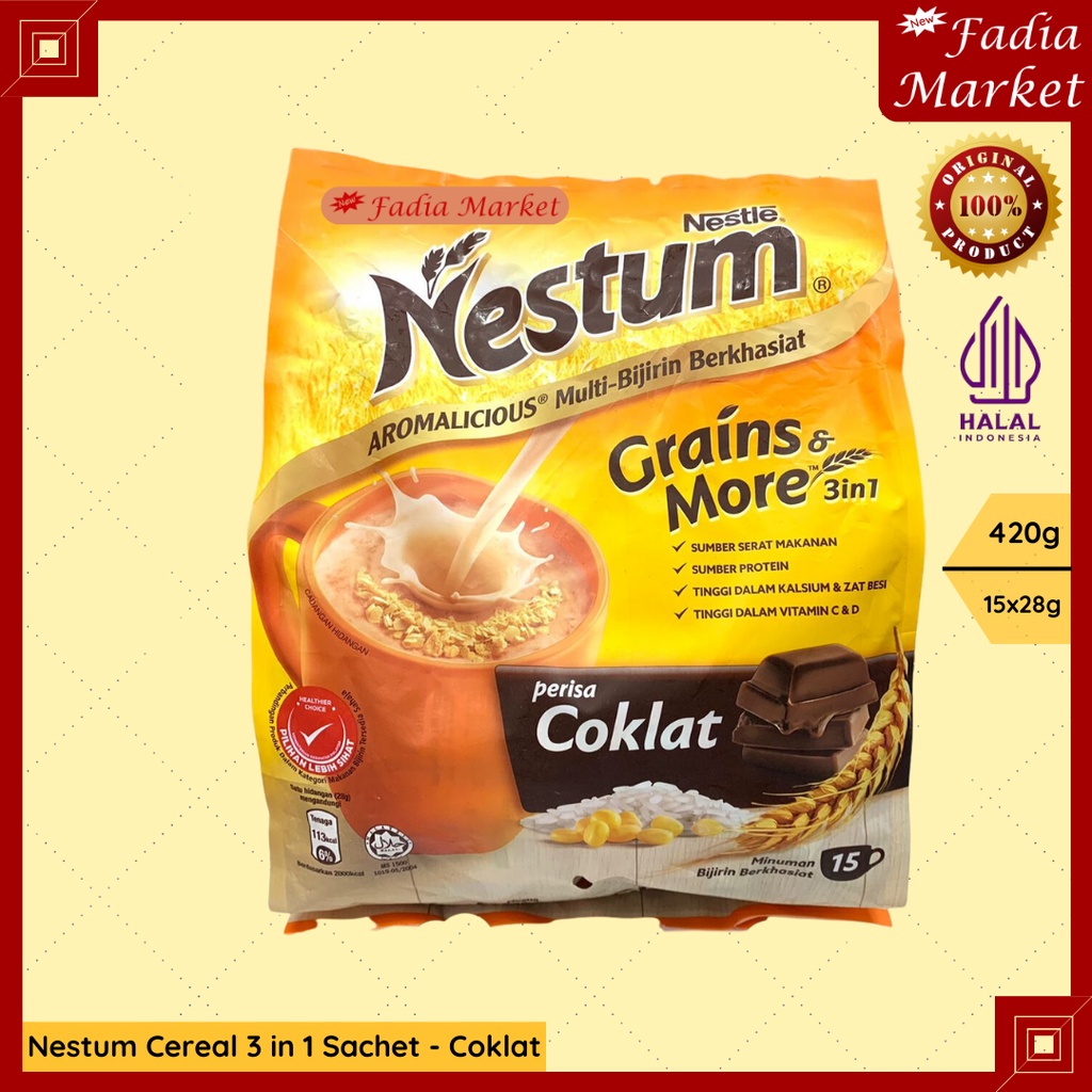 

Nestum Cereal Grains Gandum Chocolate Coklat Sachet 420g 15x28g