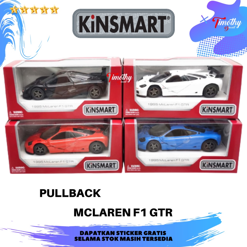 Diecast Kinsmart Mclaren F1 GTR Varian Warna Skala 32 Pullback