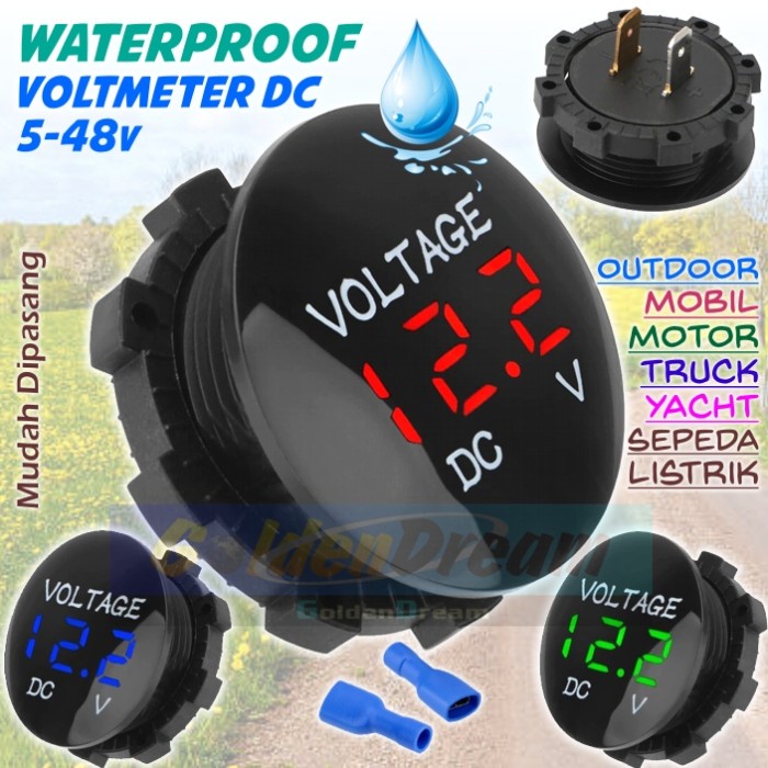Bulat Waterproof DC Voltmeter 5-48v Outdoor Motor Mobil Truk Selis 2p