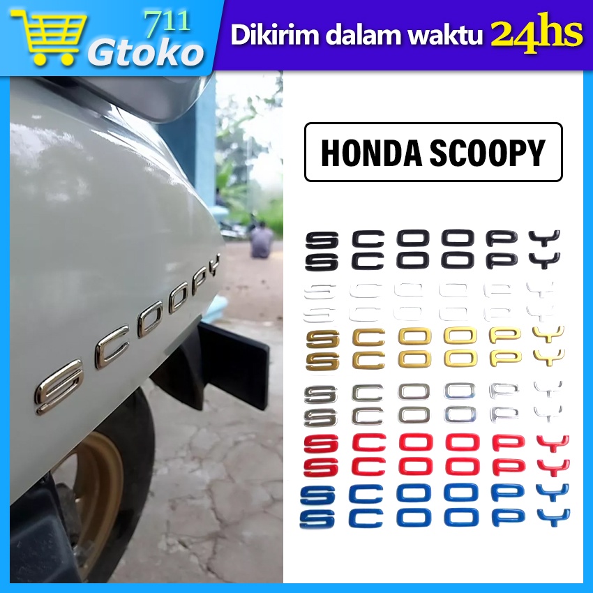 Stiker Emblem Logo Scoopy Honda Tulisan Sticker Timbul Body Belakang 20 x 15 cm