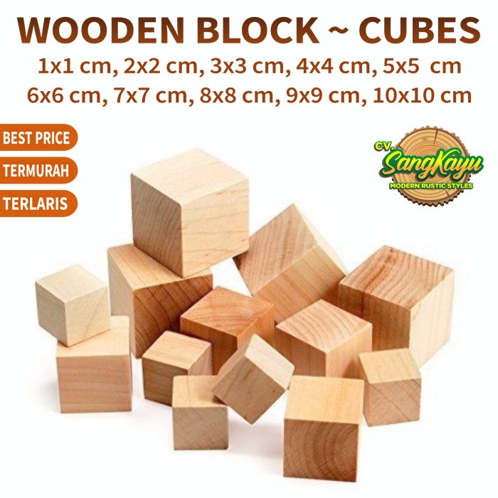 Wooden Blocks 10x10cm wood Cube balok kayu kubus bahan craft dekorasi 7