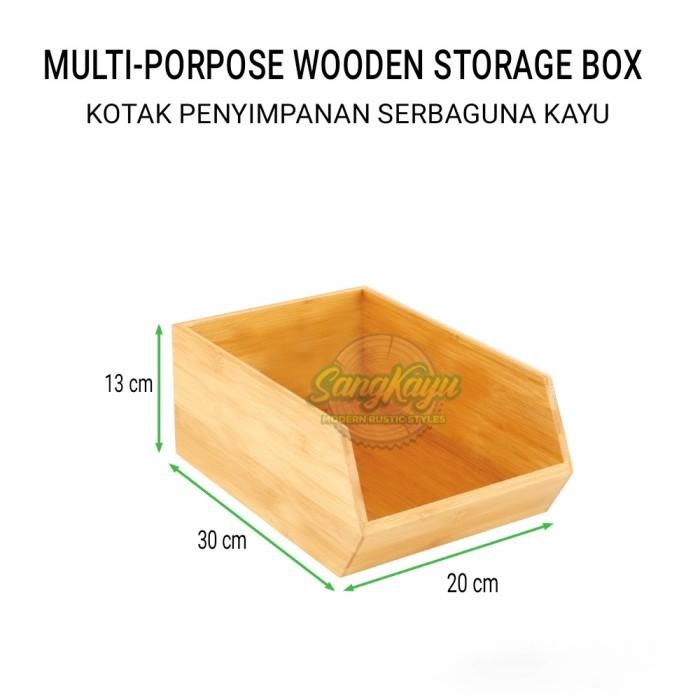 Kotak penyimpanan serbaguna storage box kayu tempat pekakas makanan - KAYU MAHONI