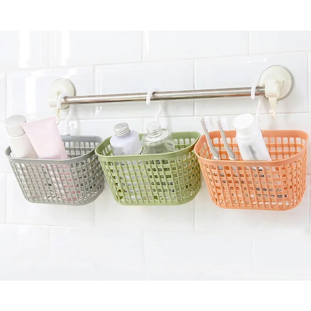 SUPER MURAH! KERANJANG ALAT MANDI / TEMPAT SABUN SAMPO SIKAT SPON MANDI / KERANJANG GANTUNG MULTIFUNGSI BAHAN PLASTIK WARNA TERANG SERBAGUNA