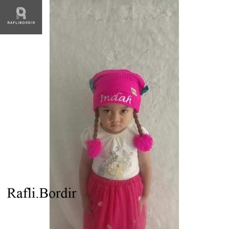 kupluk kepang bayi perempuan, jual kupluk bayi perempuan bordir nama