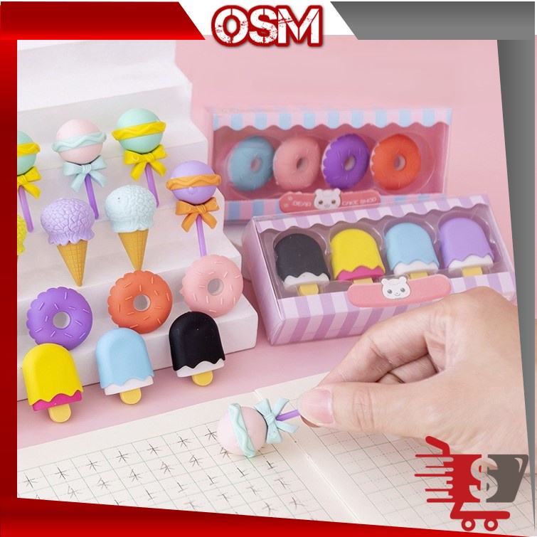 

OSM - S5673 Penghapus Set Cute / Penghapus Pensil Model Ice Cream Donat Lolipop / Penghapus Pensil Karakter Lucu