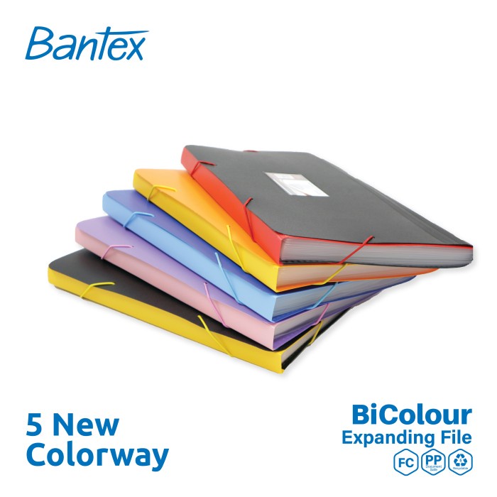 

Bantex Bicolour Expanding File PP Folio/F4 12 Pocket - 3601