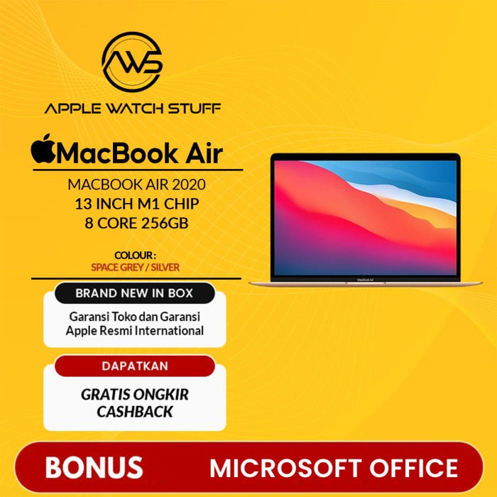 promo spesial New MacBook Air 2020 13 inch M1 Chip 8 Core CPU/ 7 Core GPU/ 256GB SSD - Refurbished C