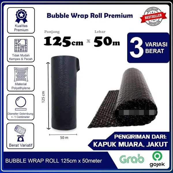 

Stok Banyak! Bubble Warp Rll 125cm x 50m Hitam / Bubblewrap Roll