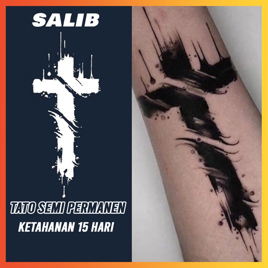 Tato Salib Semi Permanen Tahan Lama waterproof - Cross/Salib