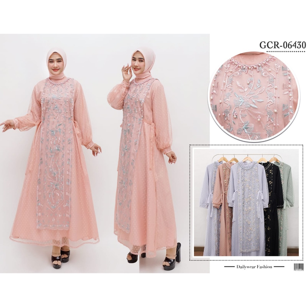 BAJU MEWAH PESTA WANITA  AZALEA 06430 I Gamis Tangan Balon I Gamis Pesta Wanita