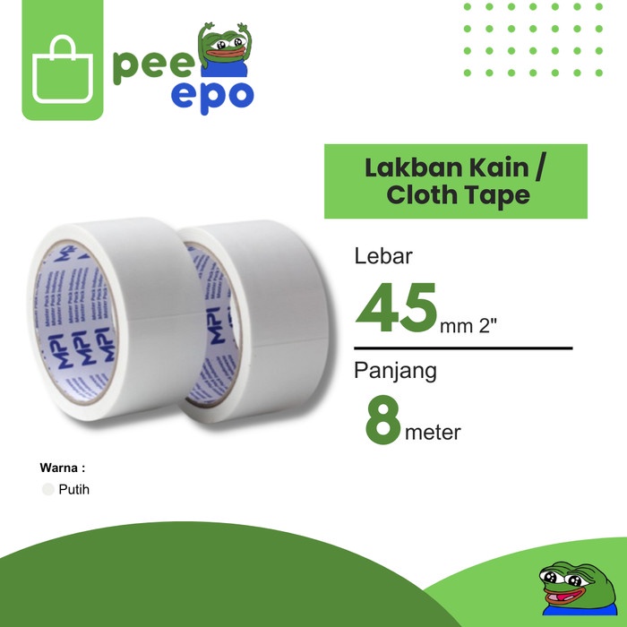 

Lakban Kain / Cloth Tape 45 mm x 8 Meter 2 Inch Merk MPI - Putih
