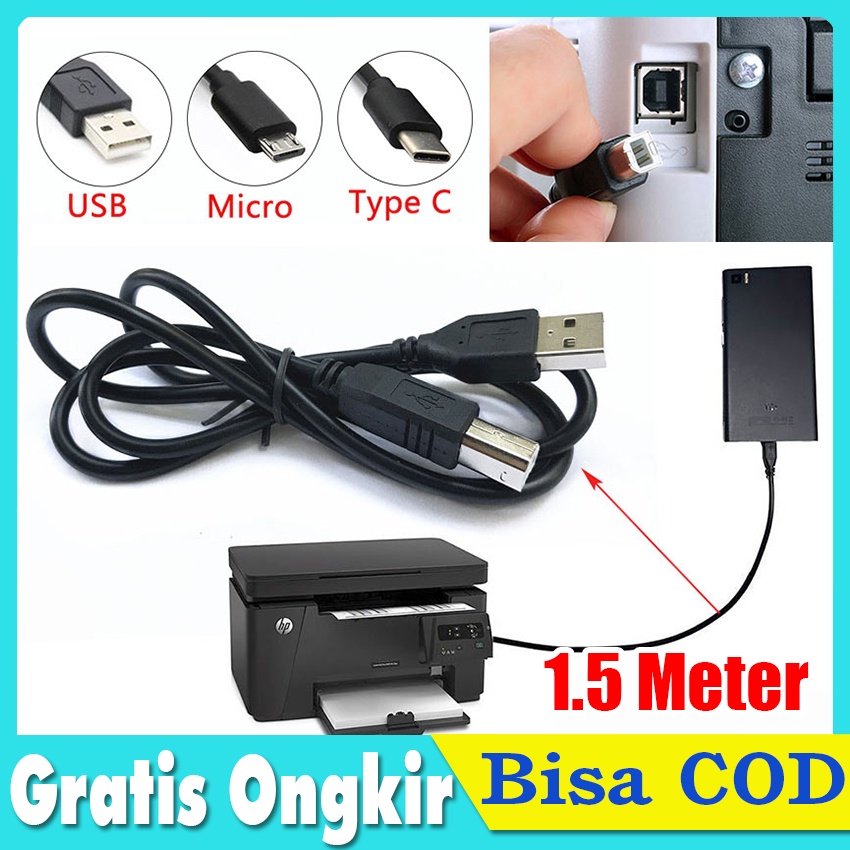 Kabel USB 2.0 Type A Male to B Male Printer Epson Canon ip2770 HP 2135 Brother