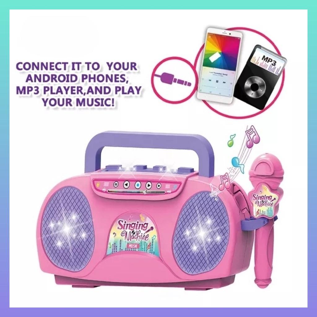 Tatajoy Mainan Anak Mic Karaoke Singing Machine Little Singer Karakter Singing Machine Microphone MIc Little Singer Motif Kitty Karaoke Lampu