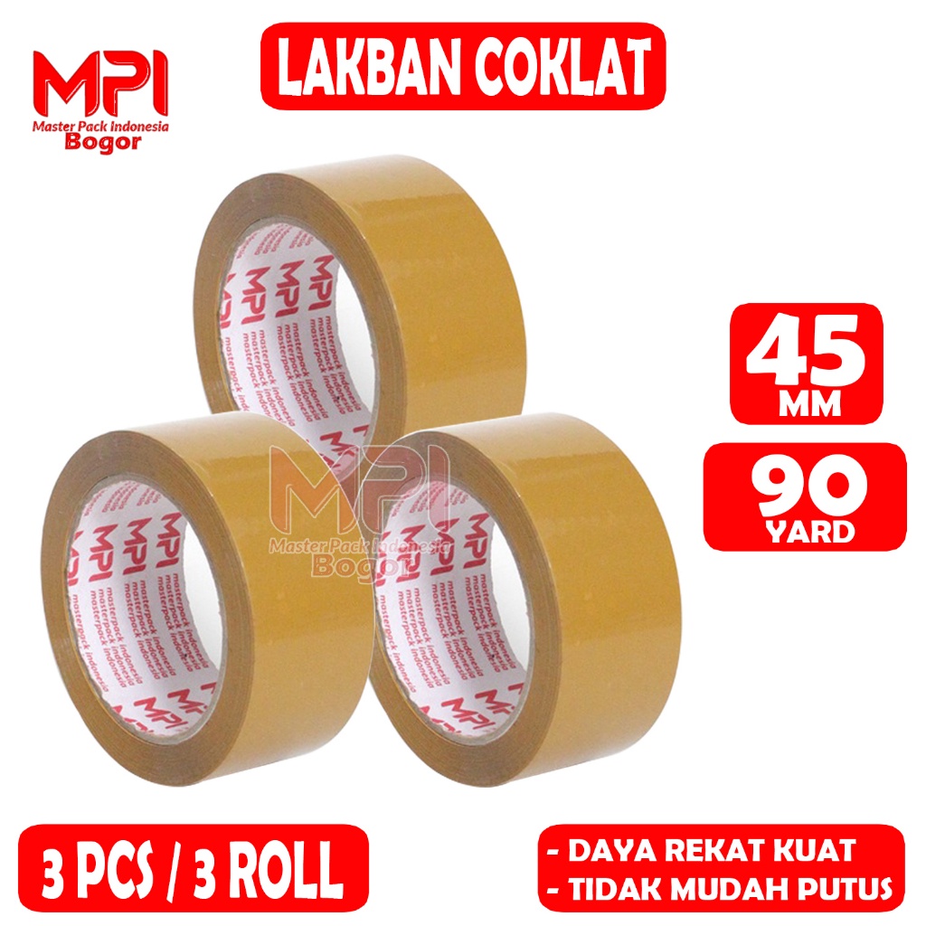 

3 PCS - Lakban Coklat MPI 45 MM x 90 YARD / Lakban Packing - Master Pack Indonesia