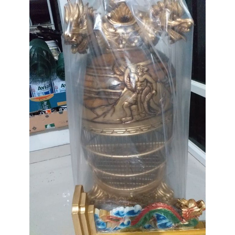 sangkar ukiran naga , kayu jati ukiran mewah kandang burung