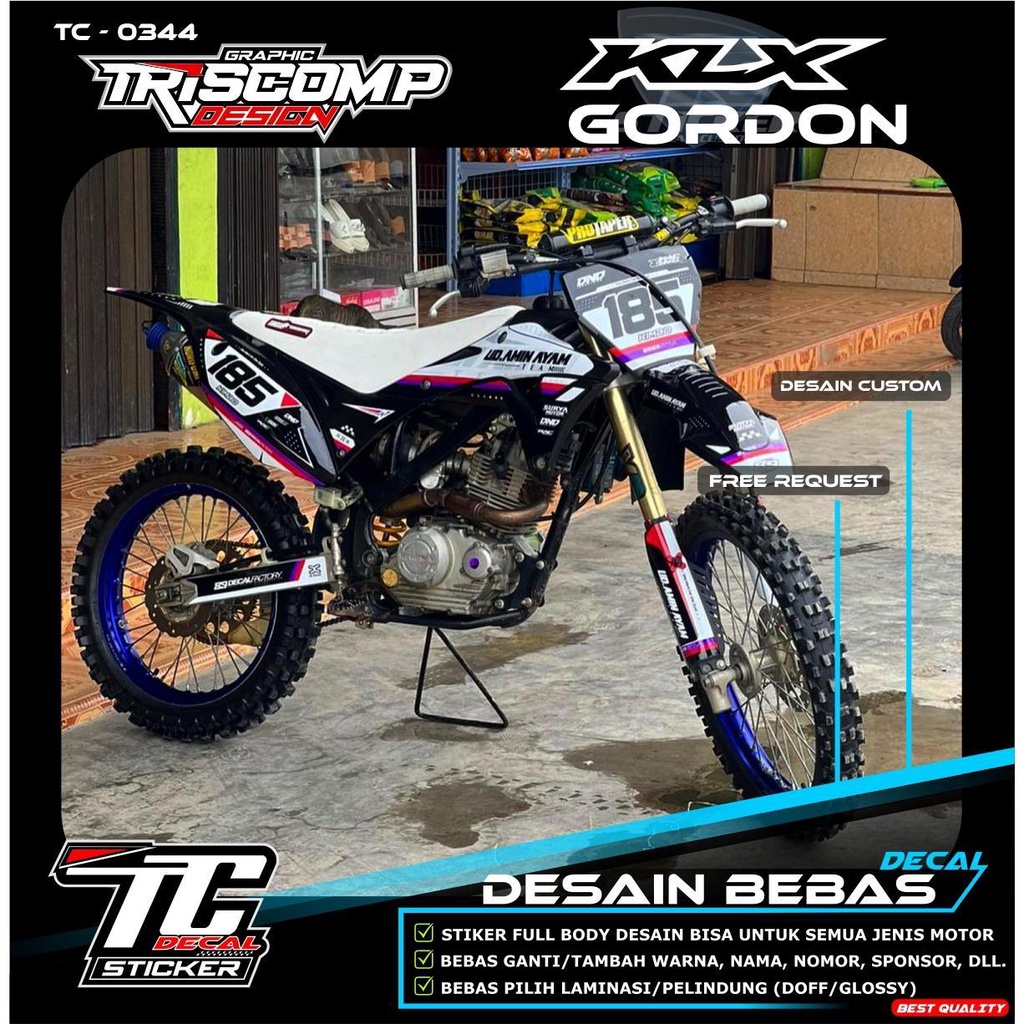 (Decal KLX) Sticker Decal Gordon Stiker Dekal Motor Yamaha YZ65, YZ250F, YZ250FX dan YZ459FX Stripin