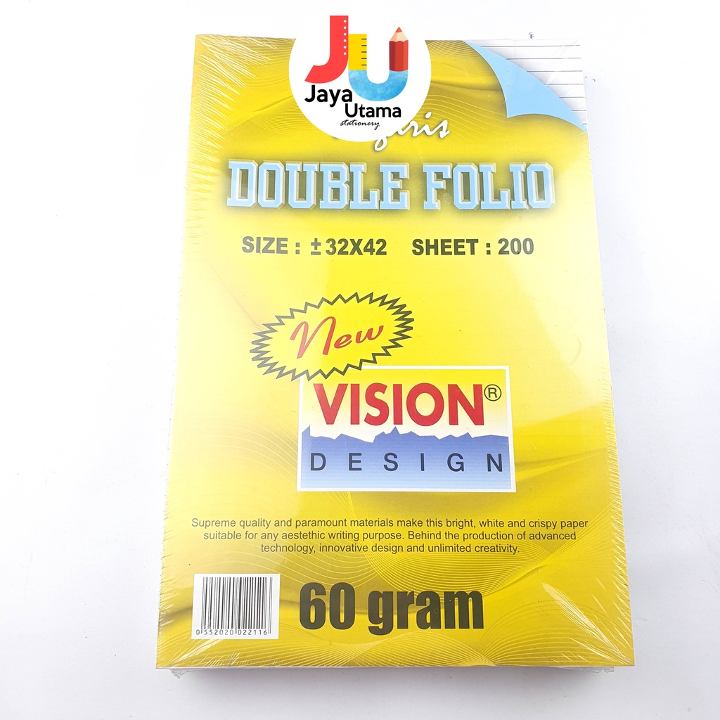 

Kertas Double Folio Bergaris VISION Isi 200 Lembar (1 pak)