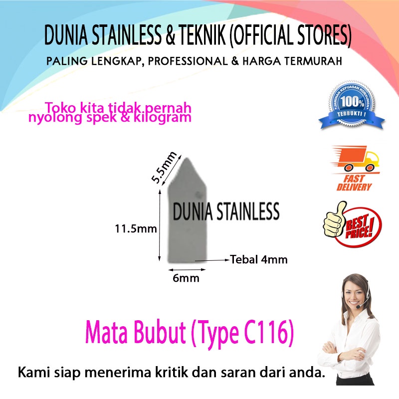 Mata Bubut C116 alat alat teknik bengkel besi stainless steel