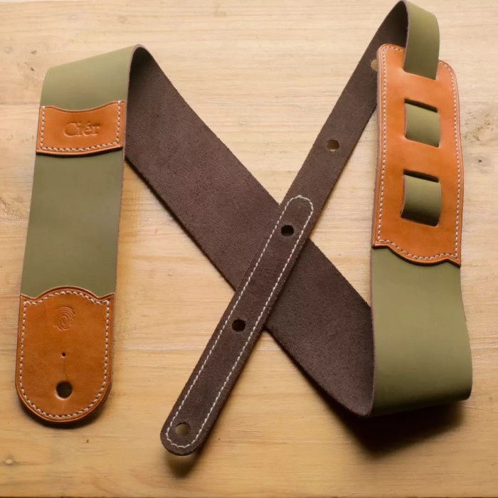 

V-BRUN Guitar / Bass Leather Strap Crazy Horse Leather - AppleGreen