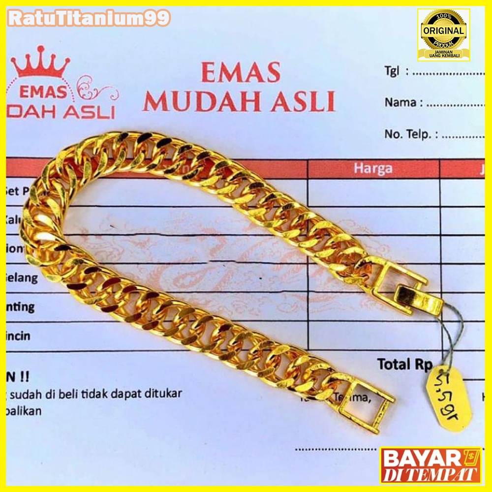 Gelang rantai ,asli emas muda berat 4,5gr free surat toko cod