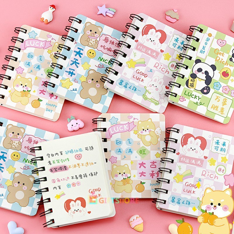 

✨COD Lucu kartun koil notebook kecil a7 / notebook spiral / memo kecil /journal diary / buku kecil polos-GS