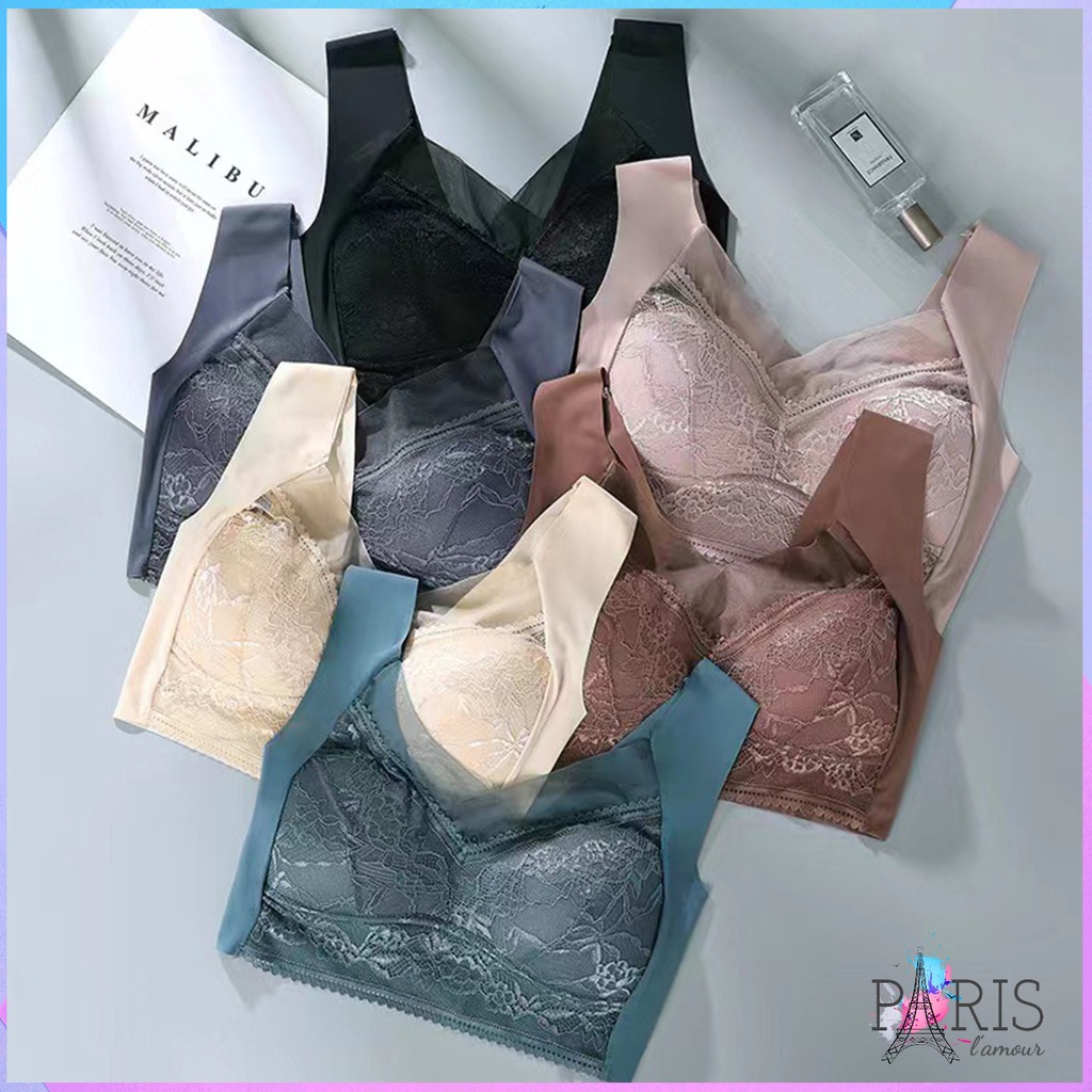 PARIS Bra Rompi Renda Seamless Sport Push Up Bra Tanpa Kawat Busa Tipis 1227