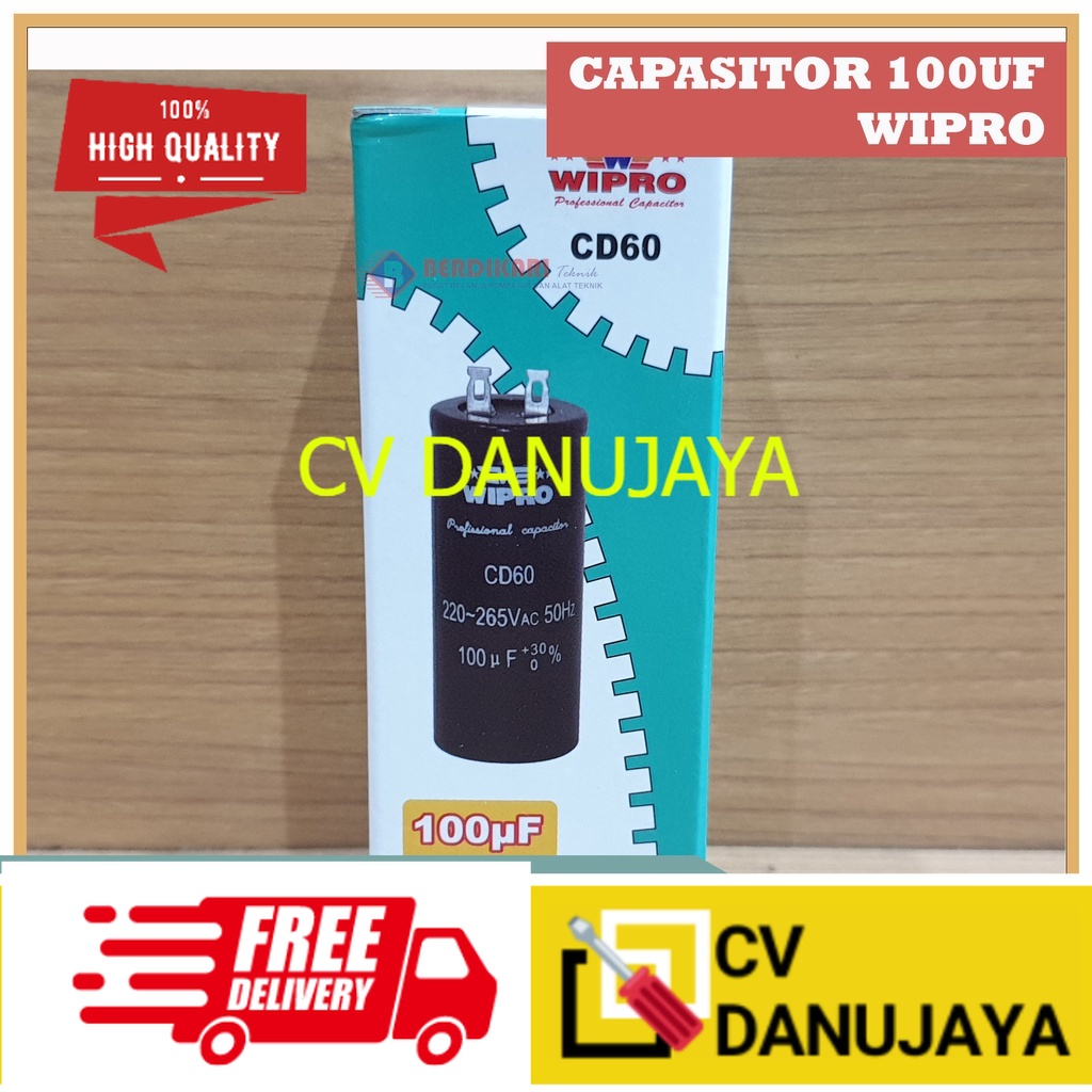 Kapasitor / Capasitor Bulat Electro Motor Listrik Dinamo Wipro 100uf
