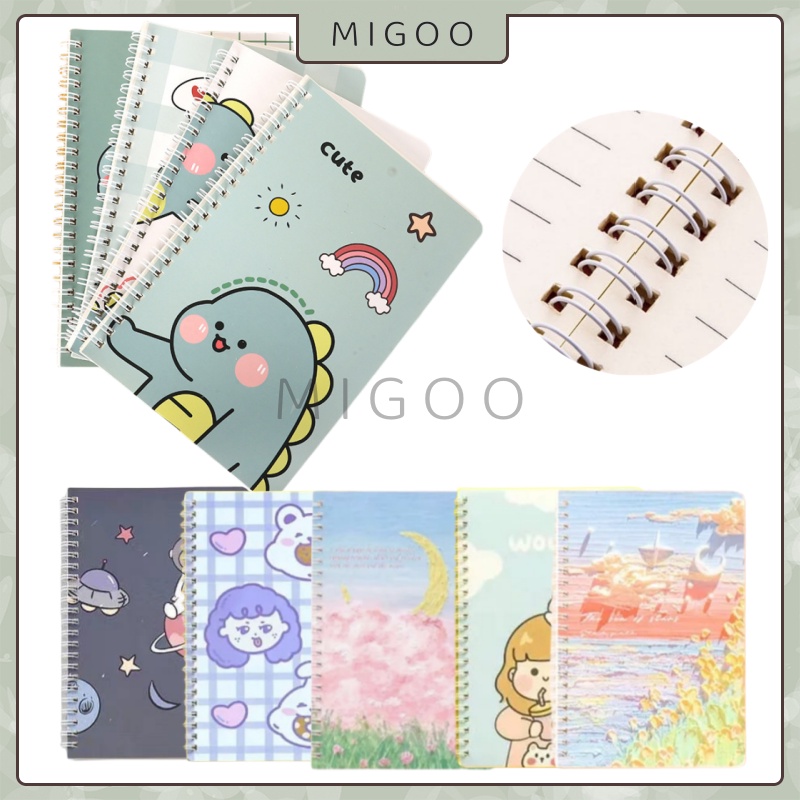 

MiGoo Buku Tulis Catatan Notebook Ring A5 Notebook Ring A5 isi 60 Lembar Buku Catatan Buku Tulis Catatan Notebook Ring A5 Spiral Notebook