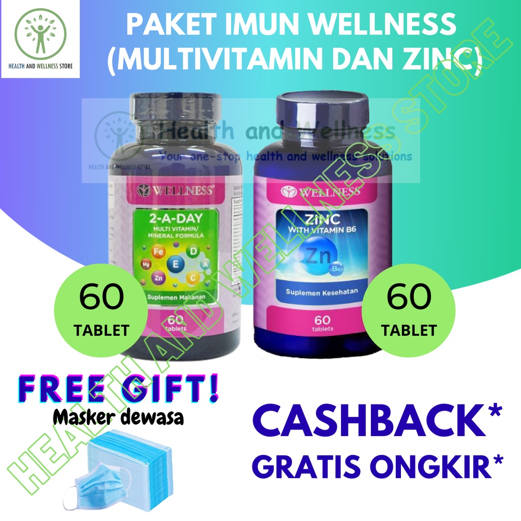 Paket Imun Wellness Multi 2 A Day Multivitamin Dan Zinc 60 Tablet